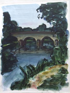 Bourg en Charente - Acryl op papier - 20x26