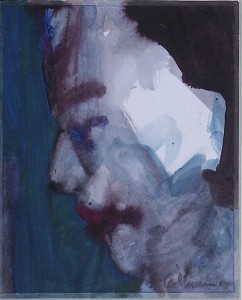 Ger Meinema - Beeldend kunstenaar - Kop - Acryl op papier - 25x35